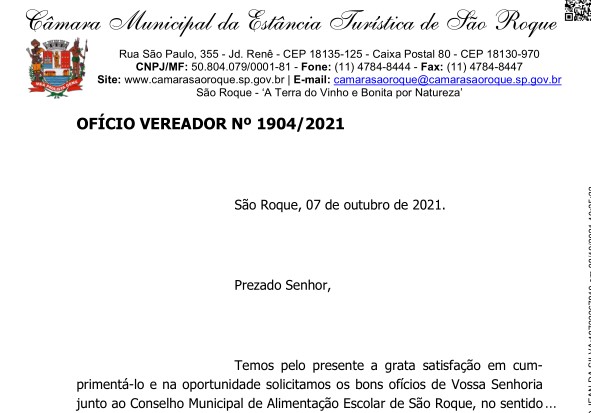 OFÍCIO VEREADOR Nº 1904/2021
