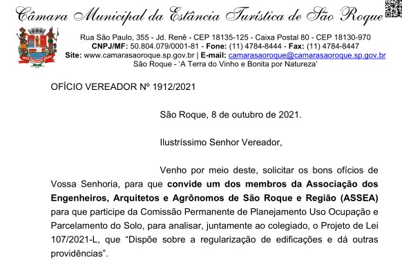 OFÍCIO VEREADOR Nº 1912/2021