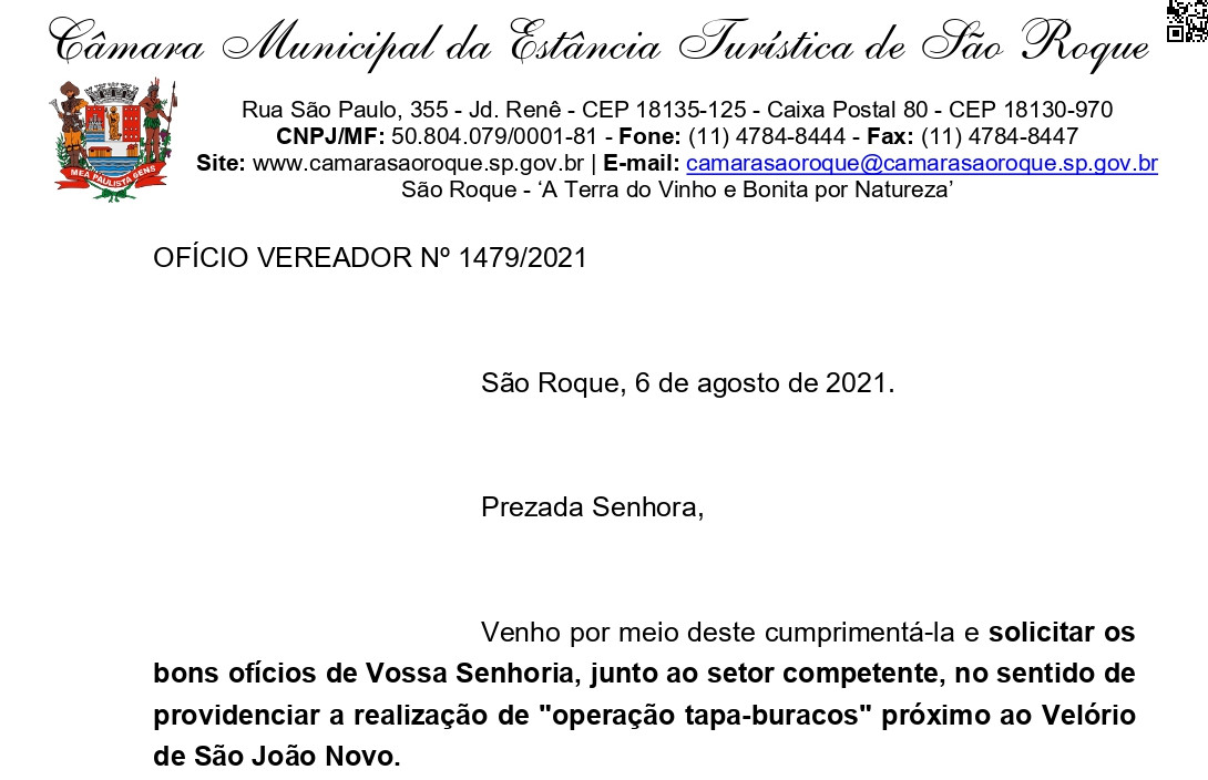 OFICIO VEREADOR N 1479/2021