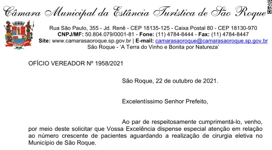 OFÍCIO VEREADOR Nº 1958/2021