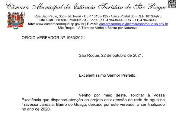 OFÍCIO VEREADOR Nº 1963/2021