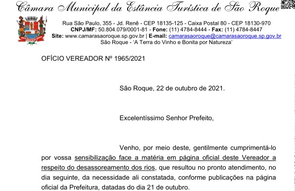 OFÍCIO VEREADOR Nº 1965/2021