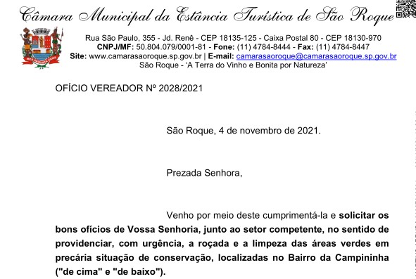 OFÍCIO VEREADOR Nº 2028/2021