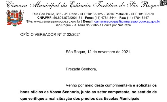 OFÍCIO VEREADOR Nº 2102/2021