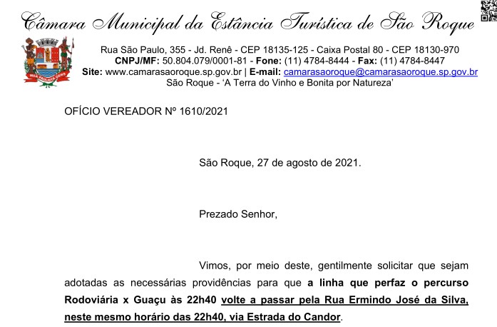 OFICIO VEREADOR N 1610/2021