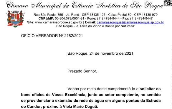 OFÍCIO VEREADOR Nº 2182/2021