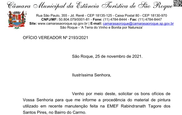 OFÍCIO VEREADOR Nº 2193/2021