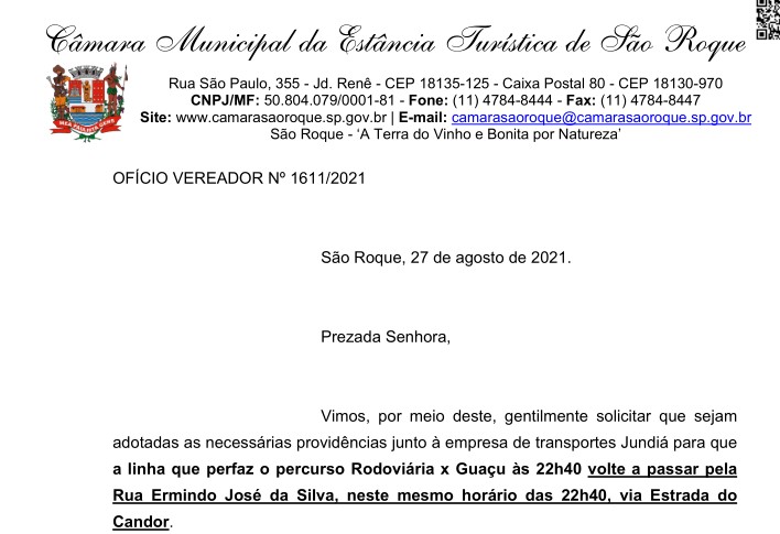 OFICIO VEREADOR N 1611/2021